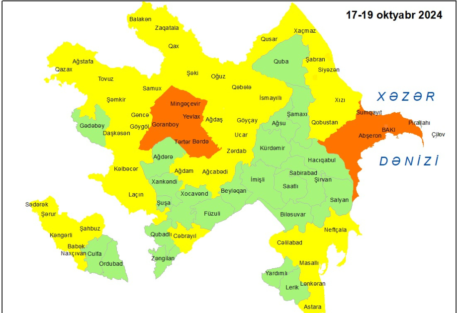 Küləkli hava şəraiti ilə bağlı sarı və narıncı xəbərdarlıq edilib