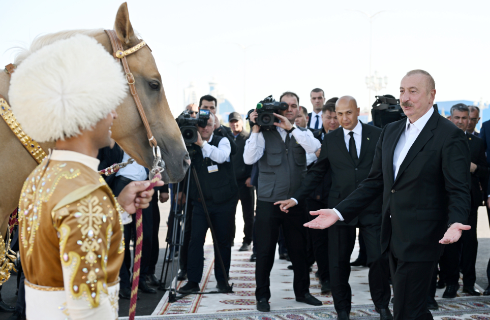 President Ilham Aliyev presented with Akhal-Teke horse VIDEO