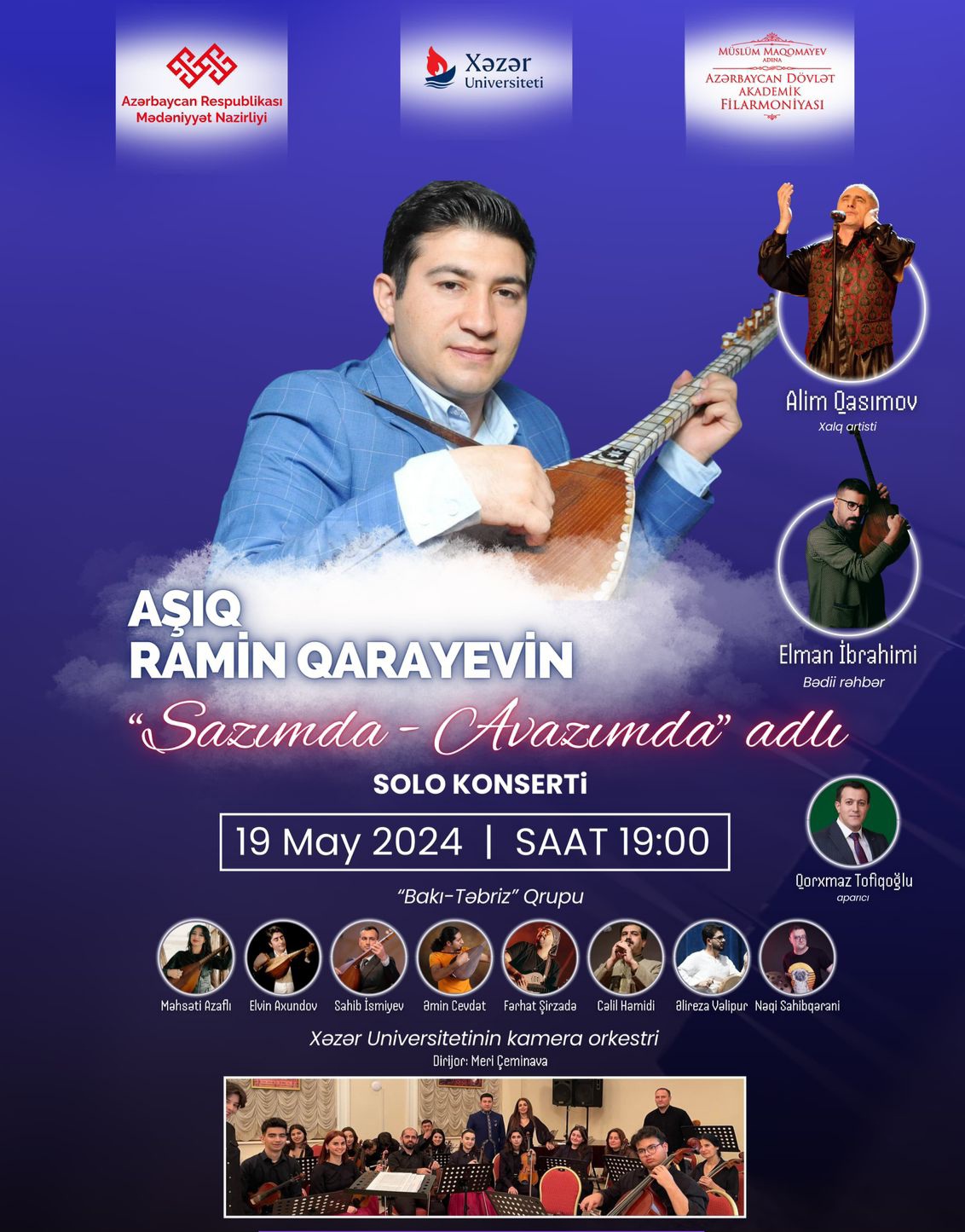 Aşıq Ramin Qarayev  kamera orkestrinin müşayiəti ilə solo konsert verəcək