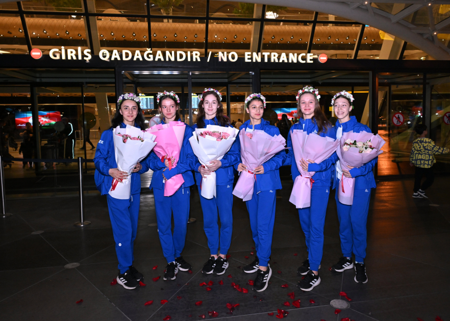 Азербайджанские гимнастки, завершившие выступление на чемпионате Европы, вернулись на Родину