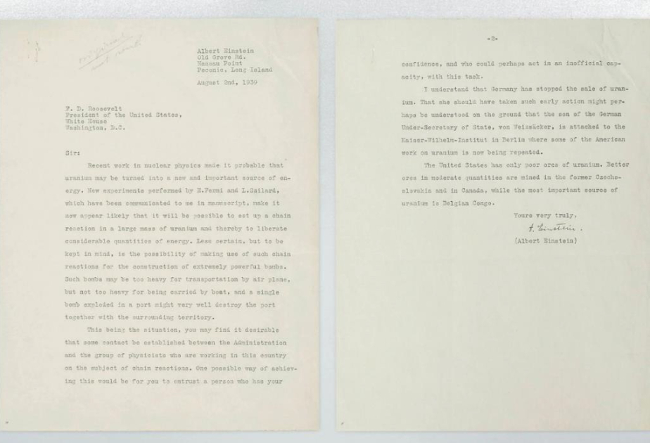 Albert Einstein’s 1939 letter to Franklin D. Roosevelt could fetch up to $6 Million at auction