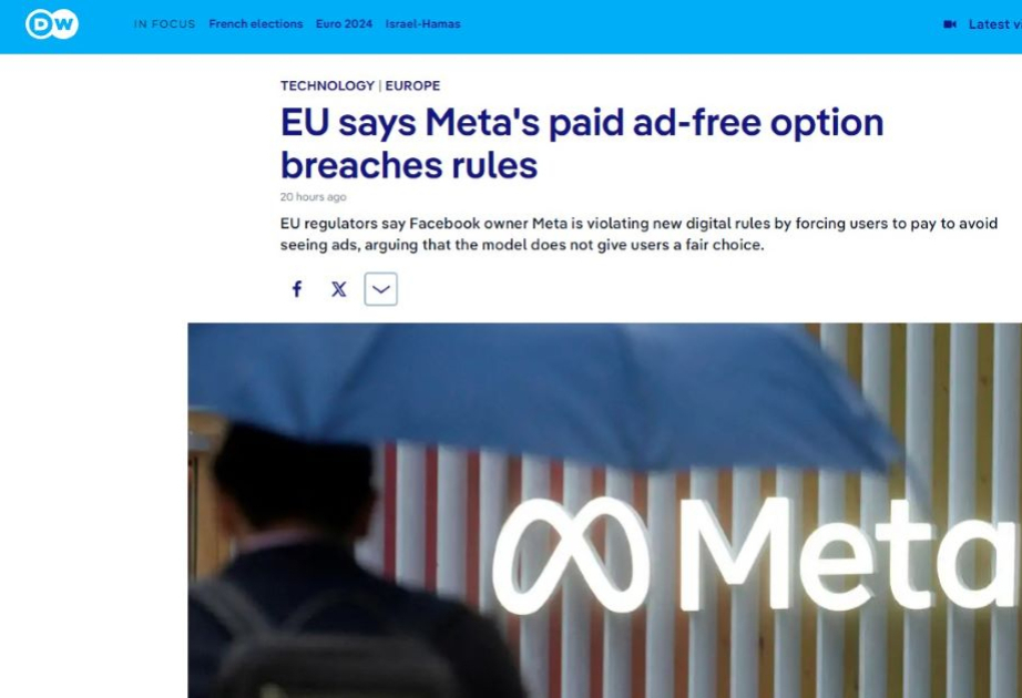 EU says Meta's paid ad-free option breaches rules