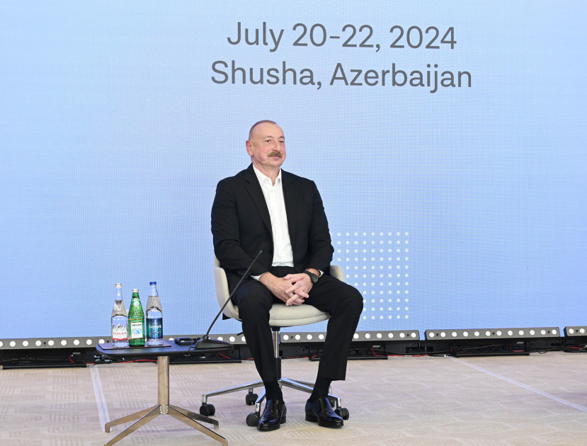 В Шуше проходит 2-й Глобальный медиафорум Президент Ильхам Алиев выступает на форуме